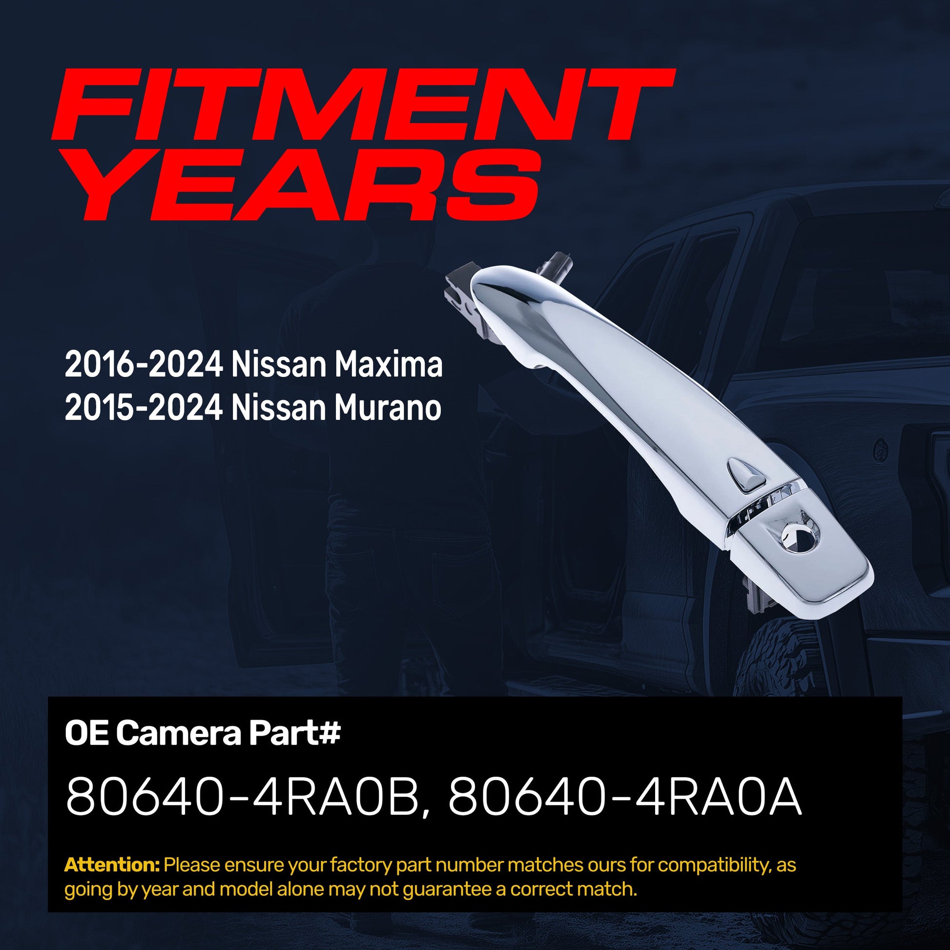 Exterior chrome door handle with keyhole cover for Nissan Maxima and Murano Master Tailgaters on Tampa Home & Garden Store