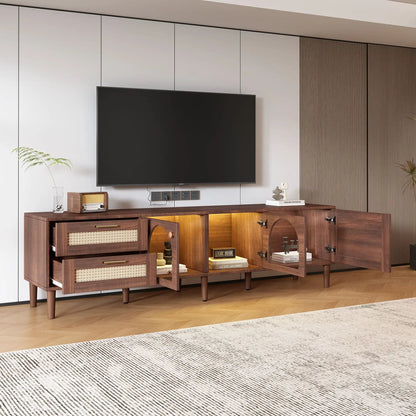 TV Stand With 3 Cabinets and 2 Drawers LED Light