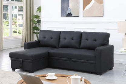 Sleeper sectional sofa with chaise in black faux leather by Unique Piece Furniture on Tampa Home & Garden Store