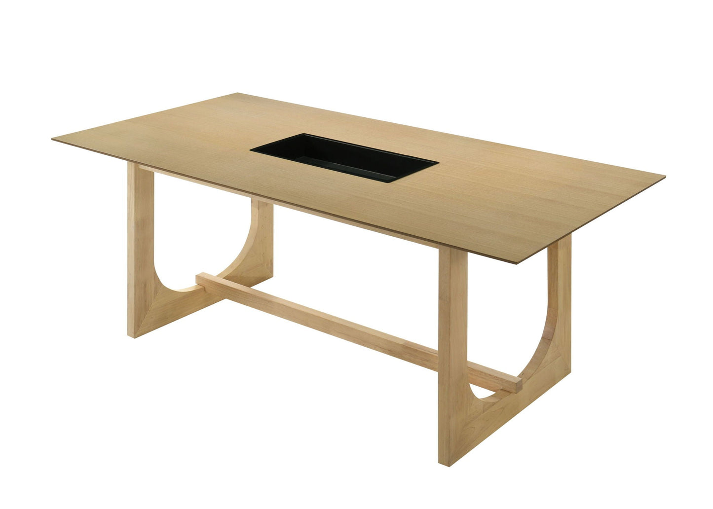 Blayde natural wood dining table by HouseOfZazla with light finish and black center insert on Tampa Home & Garden Store