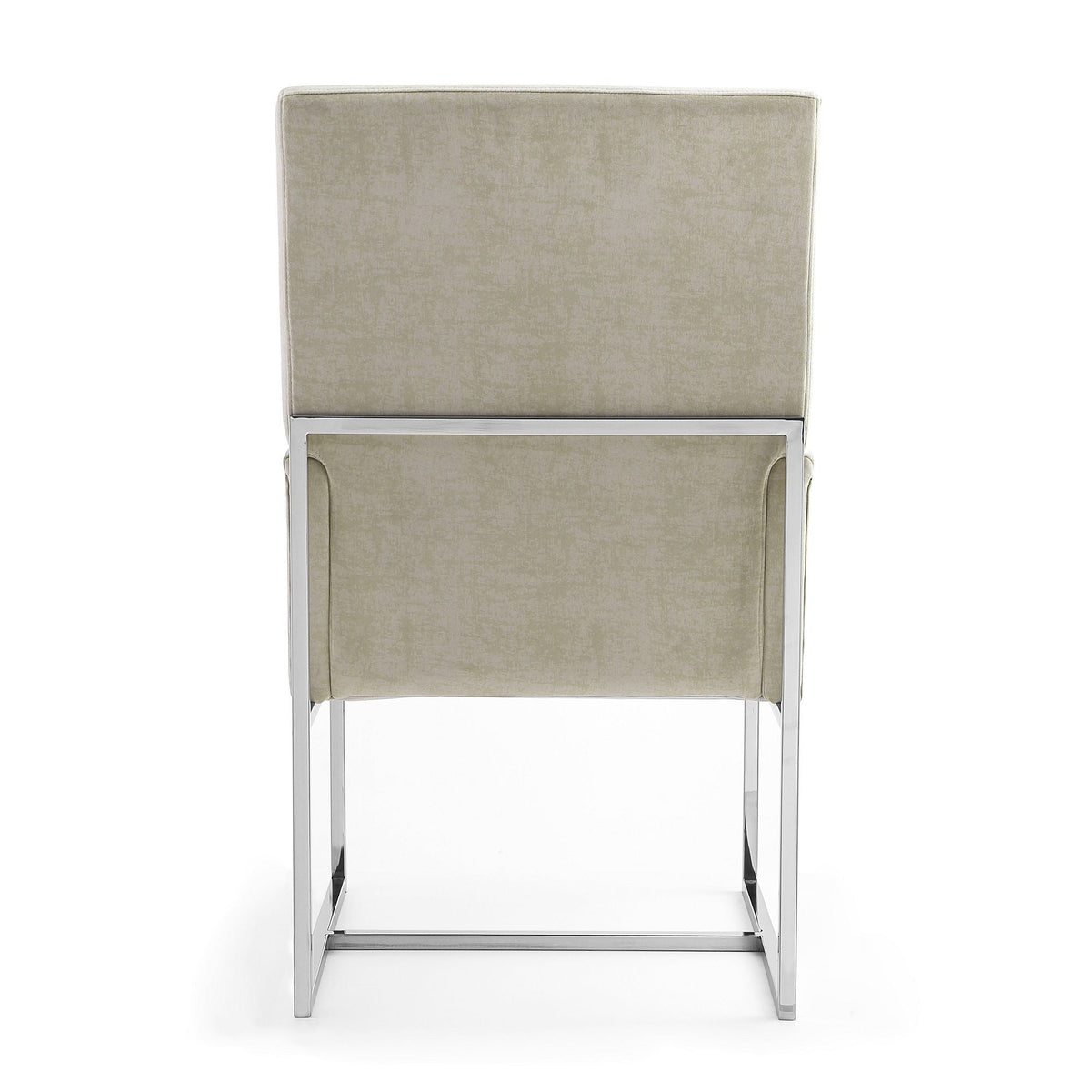 Element Dining Arm Chair beige velvet upholstery with chrome frame two chairs HouseOfZazla on Tampa Home & Garden Store