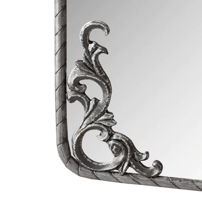 Full Body Arched Mirror with carved applique in distressed bronze/silver finish on Tampa Home & Garden Store
