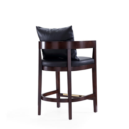 Mid-Century Modern counter height stool with dark navy upholstered seat and back by HouseOfZazla on Tampa Home & Garden Store