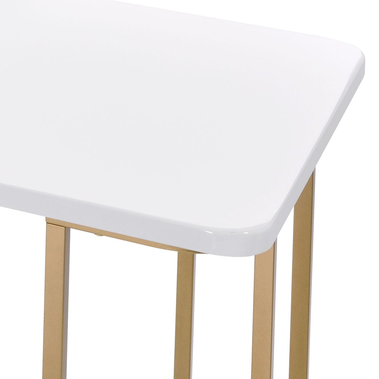 Estie Writing Desk White/Gold with white top and gold metal legs on Tampa Home & Garden Store