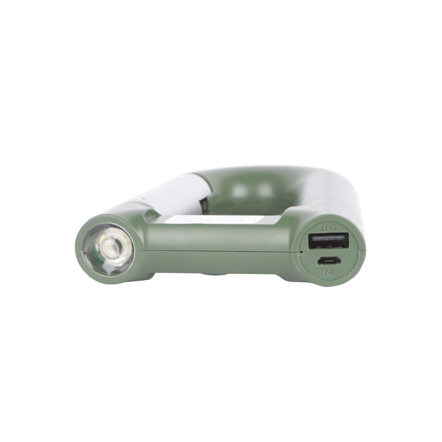 GemGear carabiner-shaped power bank with flashlight, olive green, 2200mAh on Tampa Home & Garden Store