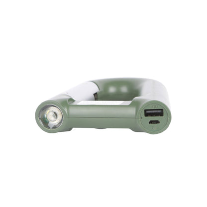 GemGear carabiner-shaped power bank with flashlight, olive green, 2200mAh on Tampa Home & Garden Store