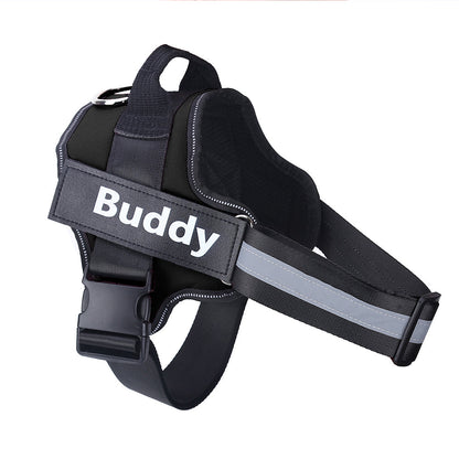 Personalized dog harness no-pull, black breathable adjustable vest with Buddy patch Pet Zen on Tampa Home & Garden Store