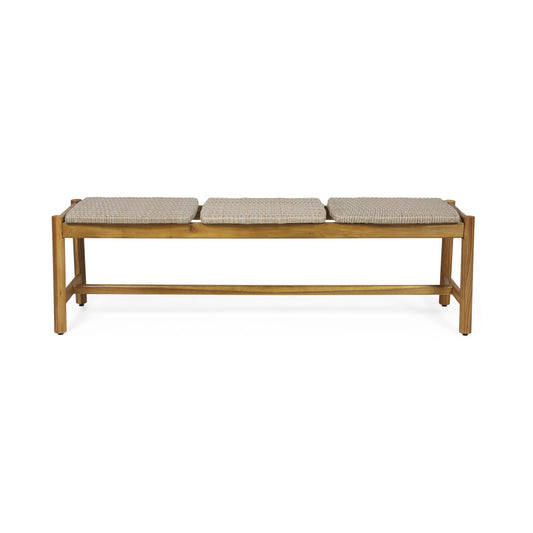 Cambria 3-seater teak bench with beige woven cushions HouseOfZazla on Tampa Home & Garden Store