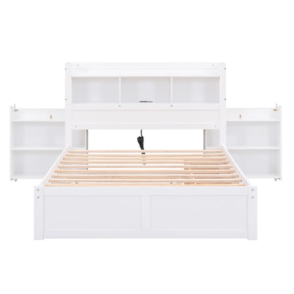 White storage platform bed with built-in side shelves and slatted bed base on Tampa Home & Garden Store