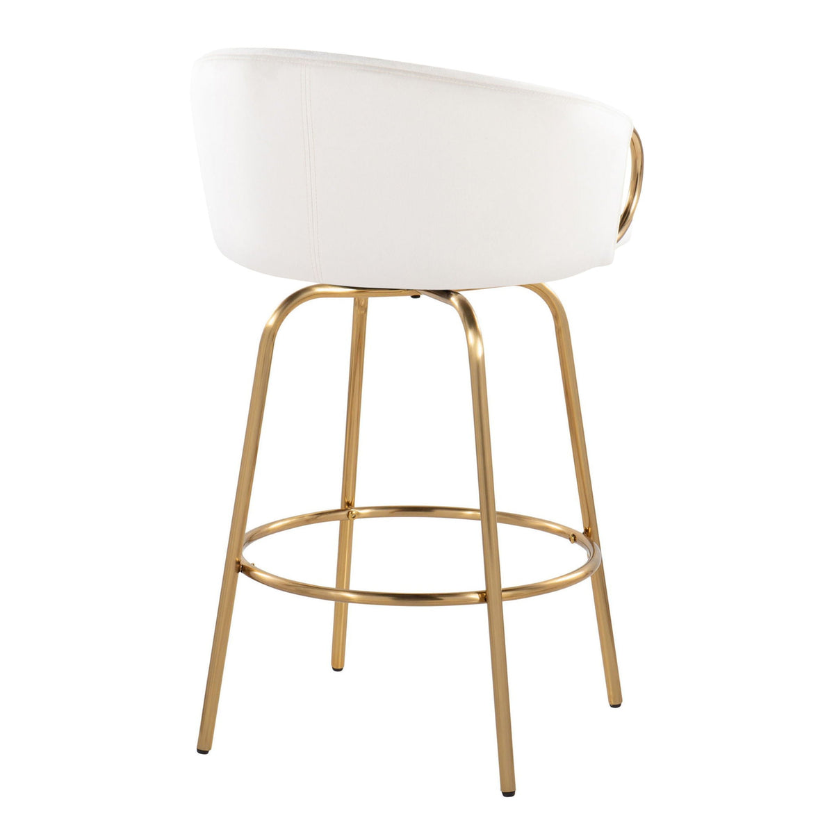 Claire Contemporary Swivel Counter Stool, white upholstered seat, gold metal legs, set of 2 on Tampa Home & Garden Store