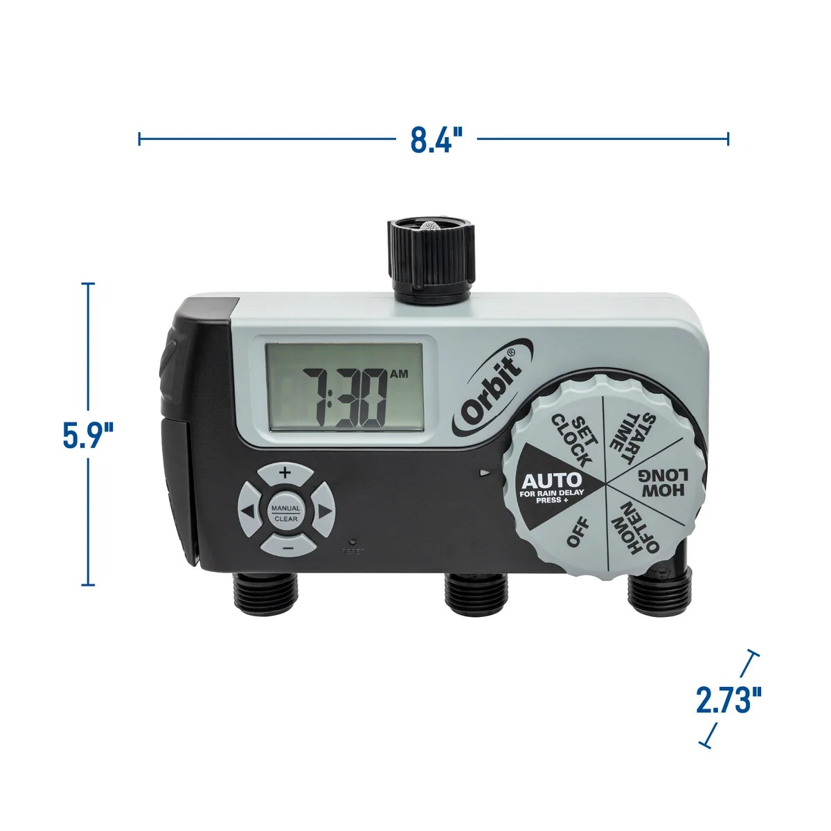 3-Outlet Hose Faucet Timer Orbit Irrigation with digital controls, hose end water timer on Tampa Home & Garden Store