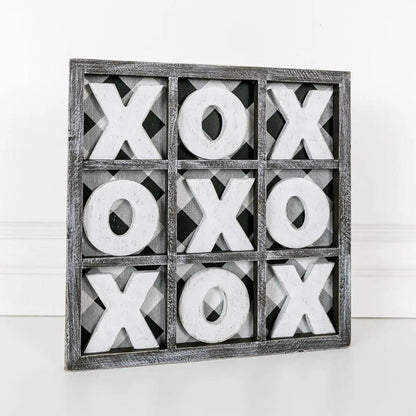Gingham XOXO Game and Decor Hand Painted Wood