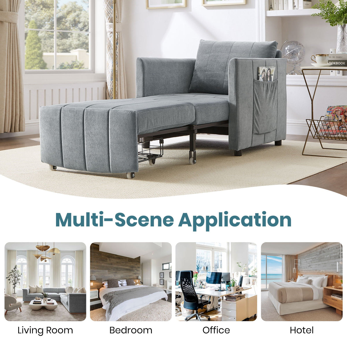 Convertible Sleeper Sofa and Storage Pockets