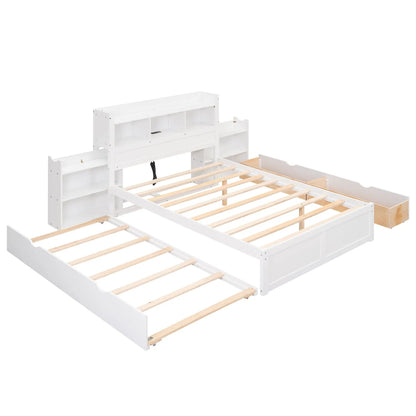 Storage Platform Bed With Shelves and Drawers