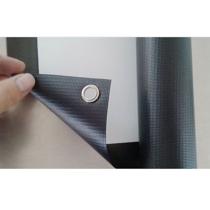 Black woven projector screen mounting strap with silver metal grommet on Tampa Home & Garden Store