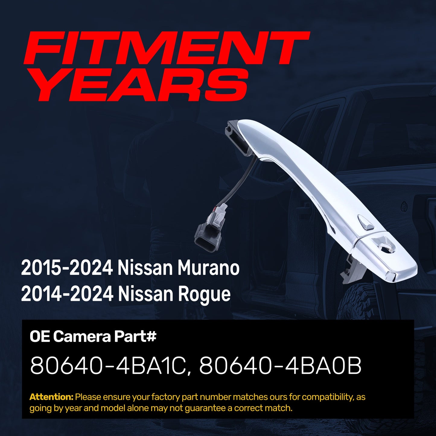 Exterior Chrome Door Handle front left w/ keyhole for 2015–2024 Murano and 2014–2024 Rogue on Tampa Home & Garden Store