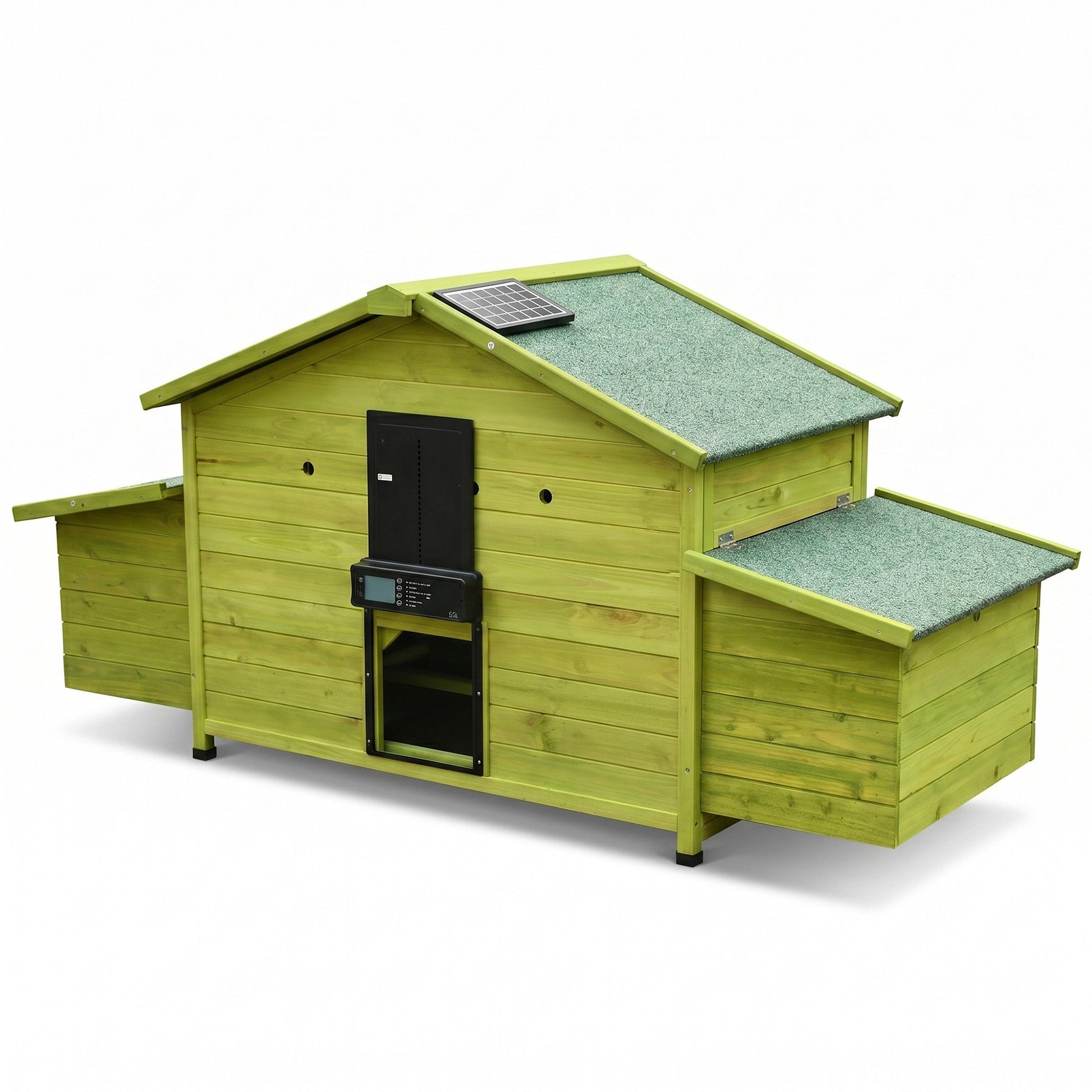 Chicken coop 70-inch automatic with solar-powered door, solar panel, wood, HouseOfZazla on Tampa Home & Garden Store