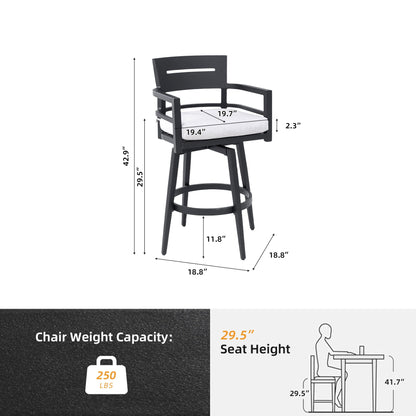 Outdoor Swivel Bar Chairs Ergonomic 360 Set of 2