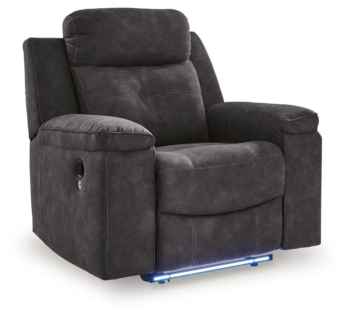 Brysonview Zero Wall Recliner in charcoal with plush cushions and side control panel on Tampa Home & Garden Store