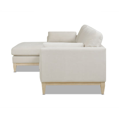 Knox Modern Farmhouse reversible chaise sectional sofa ivory fabric with wooden legs HouseOfZazla on Tampa Home & Garden Store