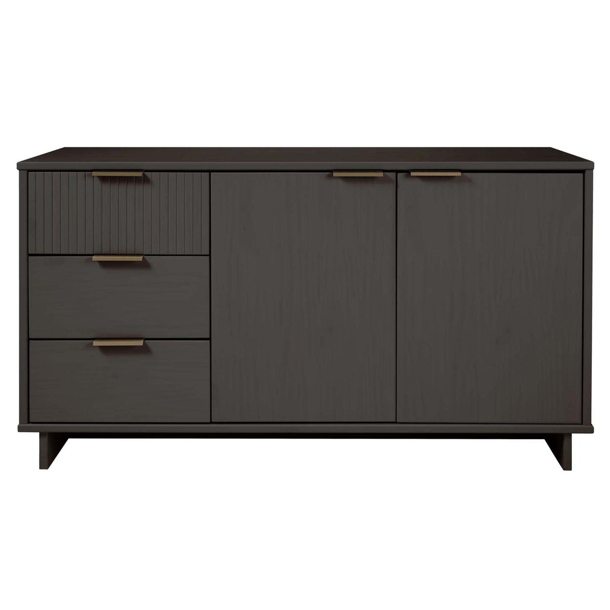 Granville sideboard in dark gray with left cabinet and two drawers, brass handles on Tampa Home & Garden Store