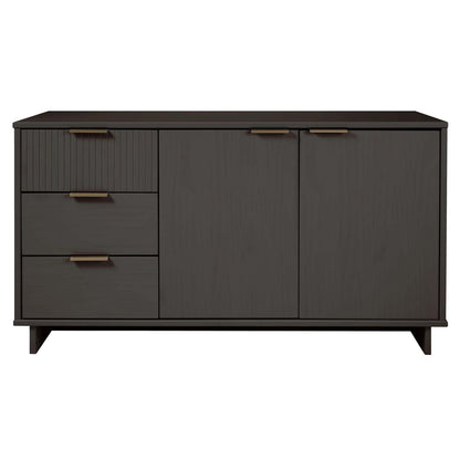 Granville sideboard in dark gray with left cabinet and two drawers, brass handles on Tampa Home & Garden Store