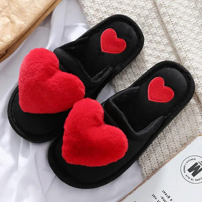 Cute Love Slipper black fluffy home slipper with red heart accent by FLIPSTYLEZLLC on Tampa Home & Garden Store