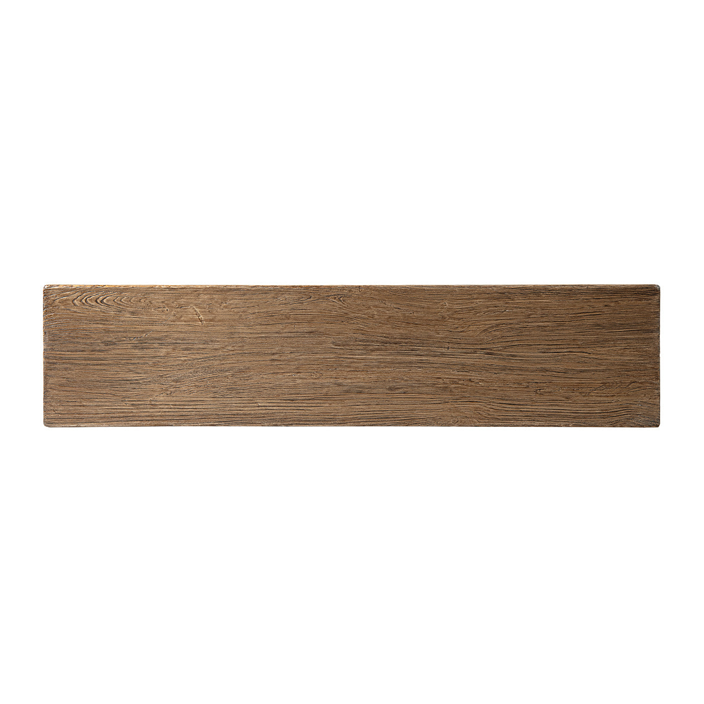 Hawthorne 60'' solid reclaimed elm trestle console table top with natural wood grain on Tampa Home & Garden Store