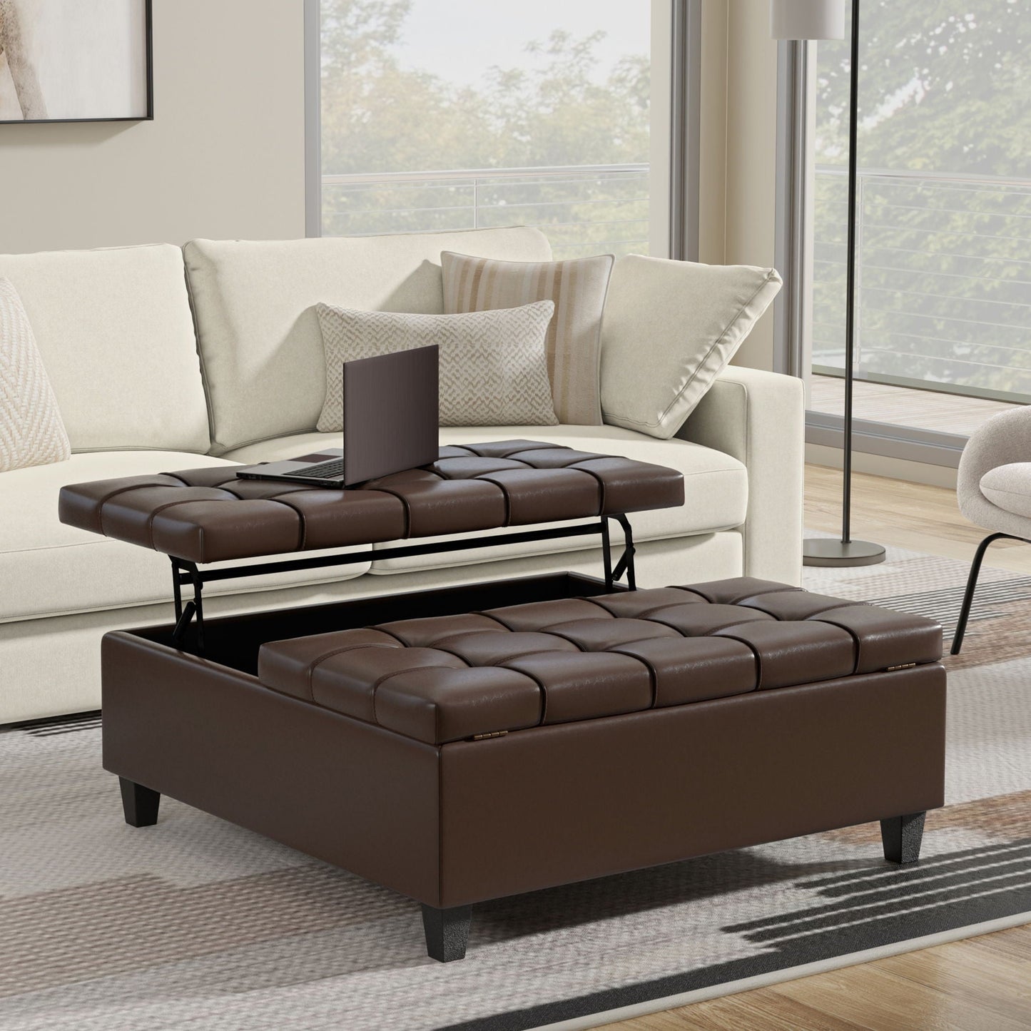 Harrison Upholstered Coffee Table Storage Ottoman