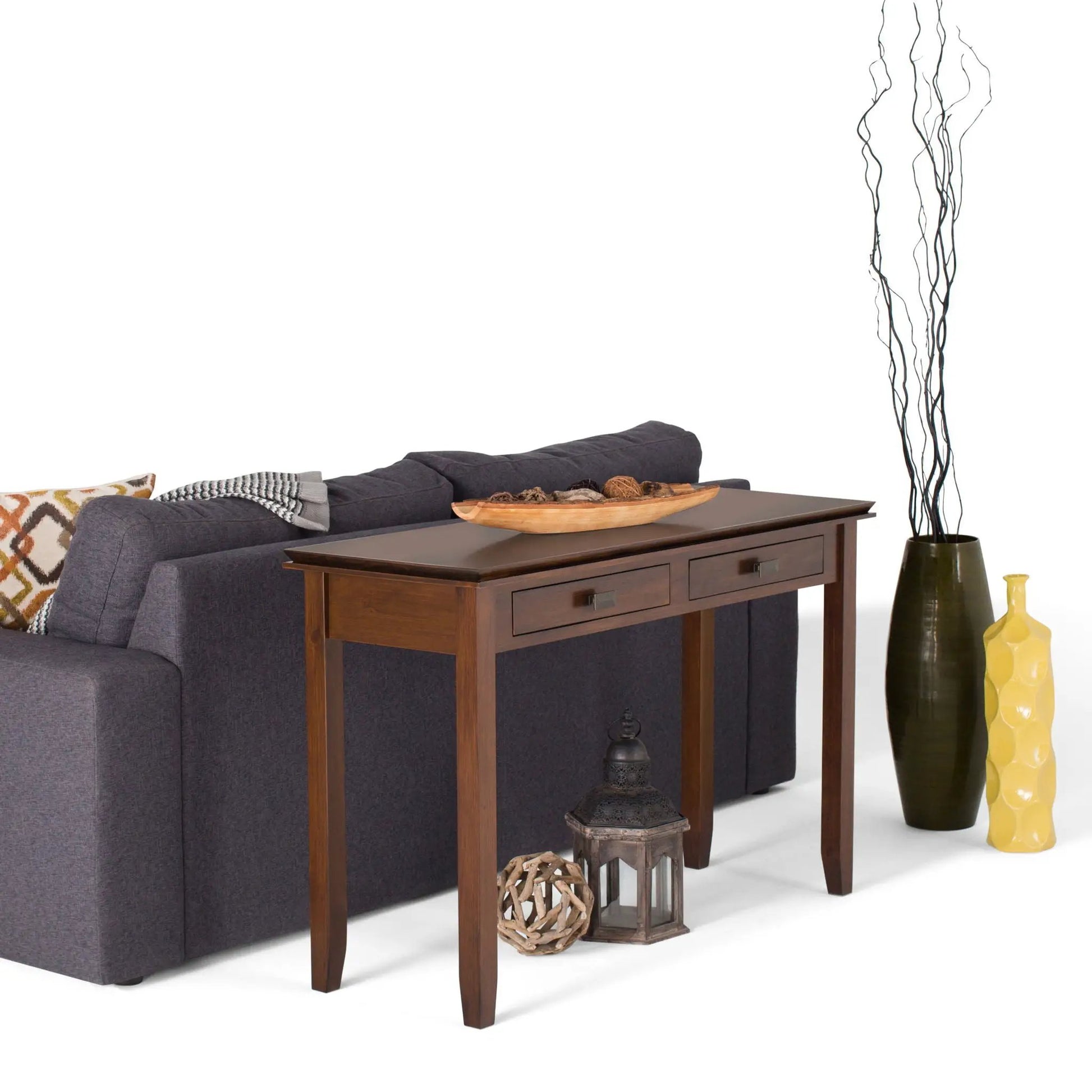 Artisan Handcrafted Console Sofa Table dark walnut with 2 drawers Unique Piece Furniture on Tampa Home & Garden Store