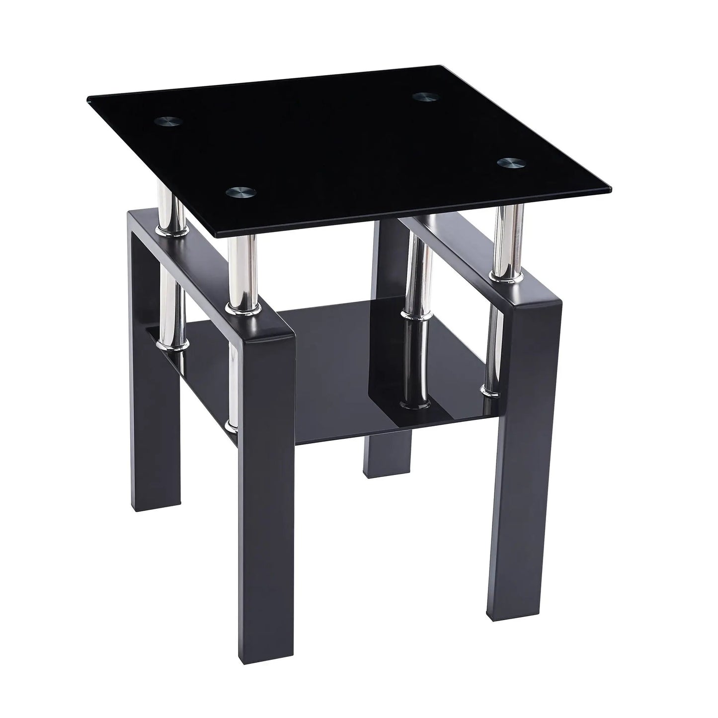 Tempered Glass Table With Storage For Living Room