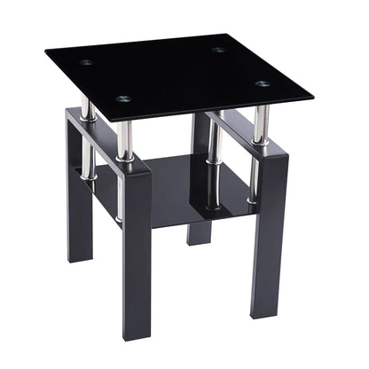 Tempered Glass Table With Storage For Living Room