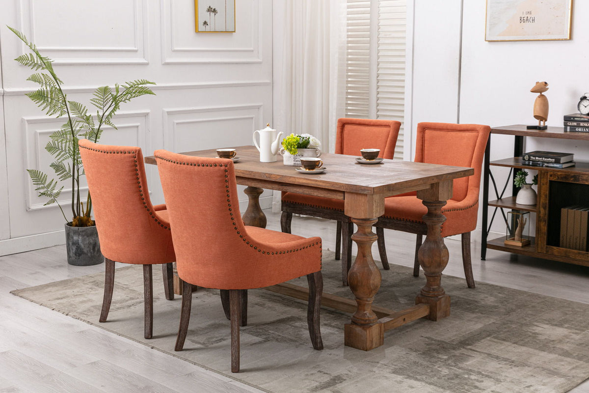 Ultra Side Dining Chair nail-head orange upholstery by HouseOfZazla, set of 4 on Tampa Home & Garden Store