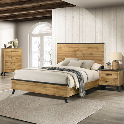 Georgina Panel Bed and Weathered Wood Finish