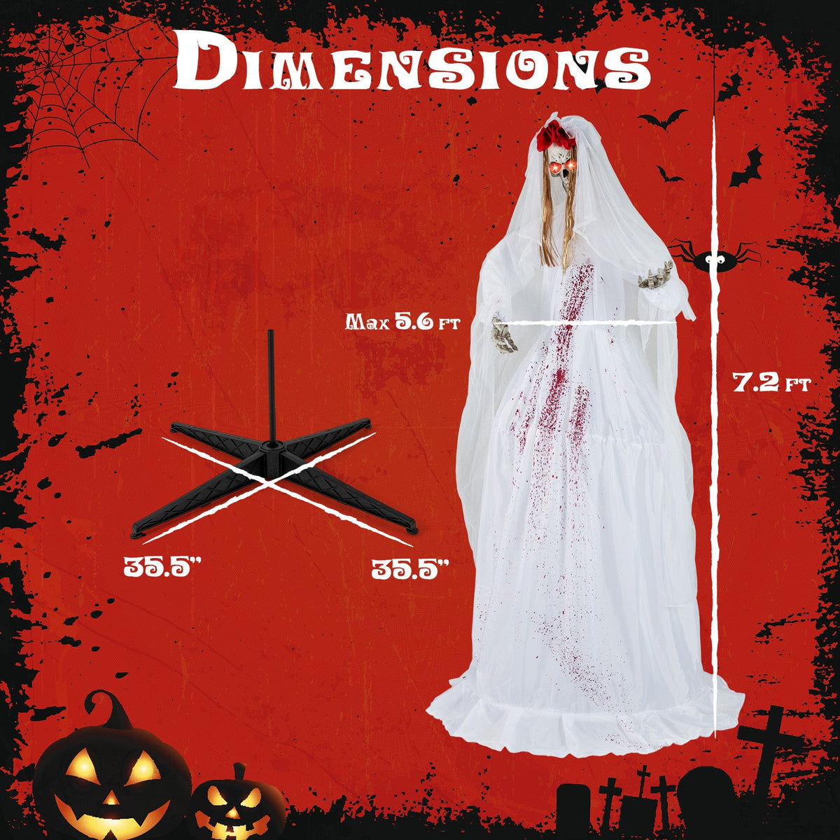 Halloween Animatronic Standing Bride 7.2 ft, white gown with bloodstains by DirectDeals on Tampa Home & Garden Store