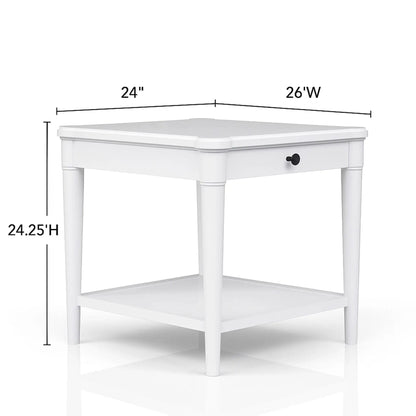 End table with storage drawer in white by Unique Piece Furniture with black knob and shelf on Tampa Home & Garden Store