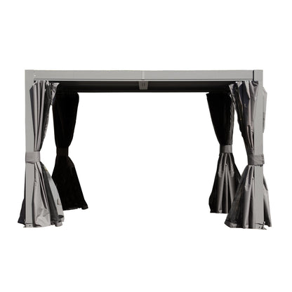HouseOfZazla 10x10 ft outdoor pergola with adjustable louvers gray aluminum frame curtains on Tampa Home & Garden Store