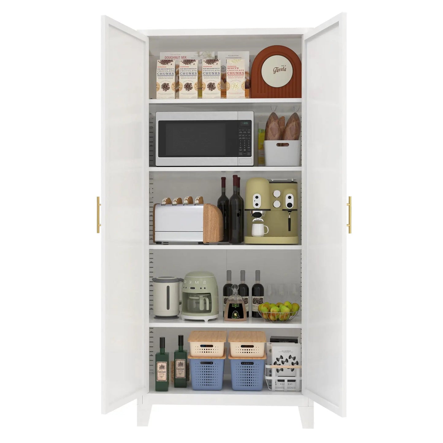 Shapely Doors Cabinet metal storage with adjustable shelves white finish Unique Piece Furniture on Tampa Home & Garden Store