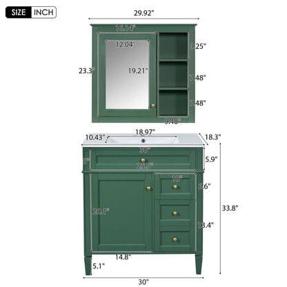 Bathroom Vanity with Top Sink and Mirror Cabinet