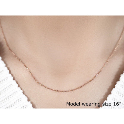 18k rose gold diamond-cut cable link chain necklace 1.10 mm, 16-inch length on Tampa Home & Garden Store