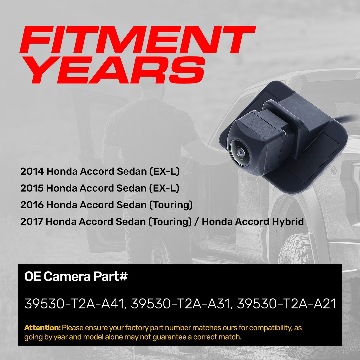 Master Tailgaters OE backup camera for Honda Accord (2014-2017) black housing on Tampa Home & Garden Store