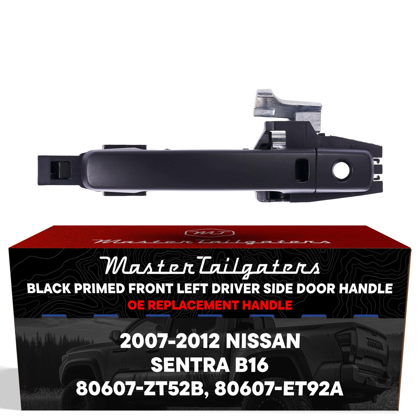 Exterior black door handle replacement for Nissan Sentra B16 2007-2012, front left driver on Tampa Home & Garden Store