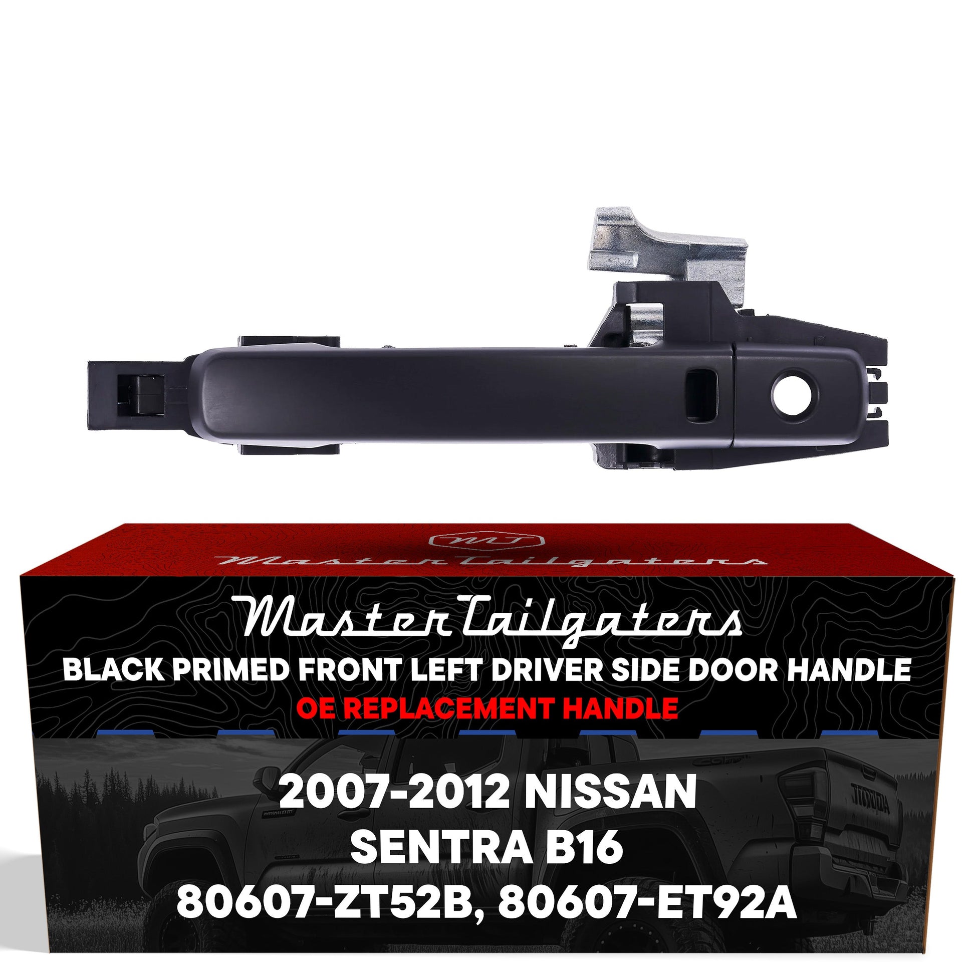Exterior black door handle replacement for Nissan Sentra B16 2007-2012, front left driver on Tampa Home & Garden Store