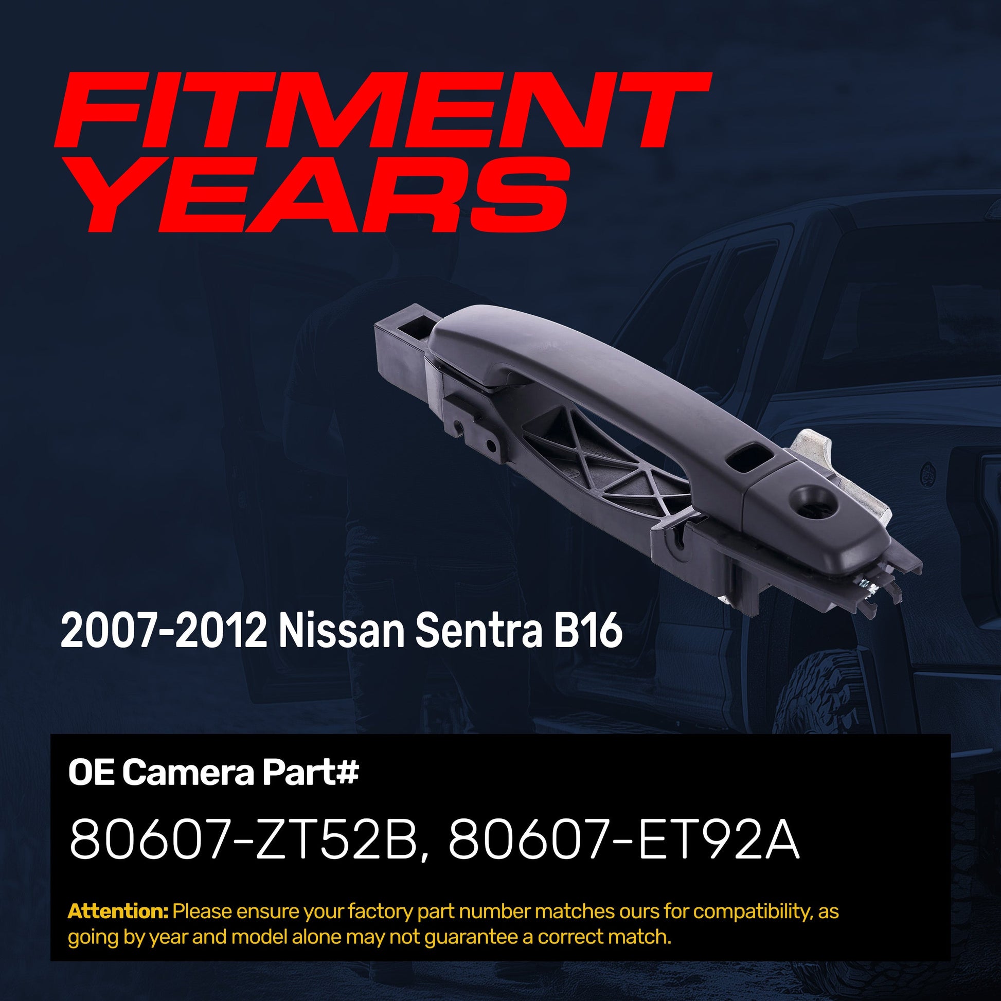 Exterior door handle black primed driver side Nissan Sentra B16 07-12 Master Tailgaters on Tampa Home & Garden Store