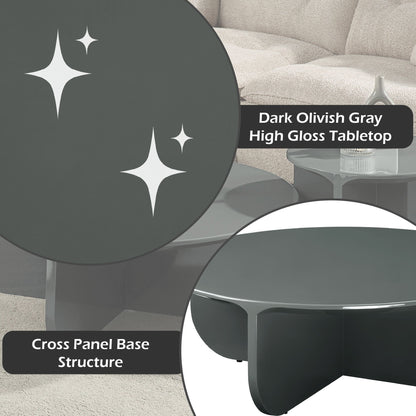Modern Aesthetic Coffee Table dark green with high-gloss tabletop and cross-panel base on Tampa Home & Garden Store