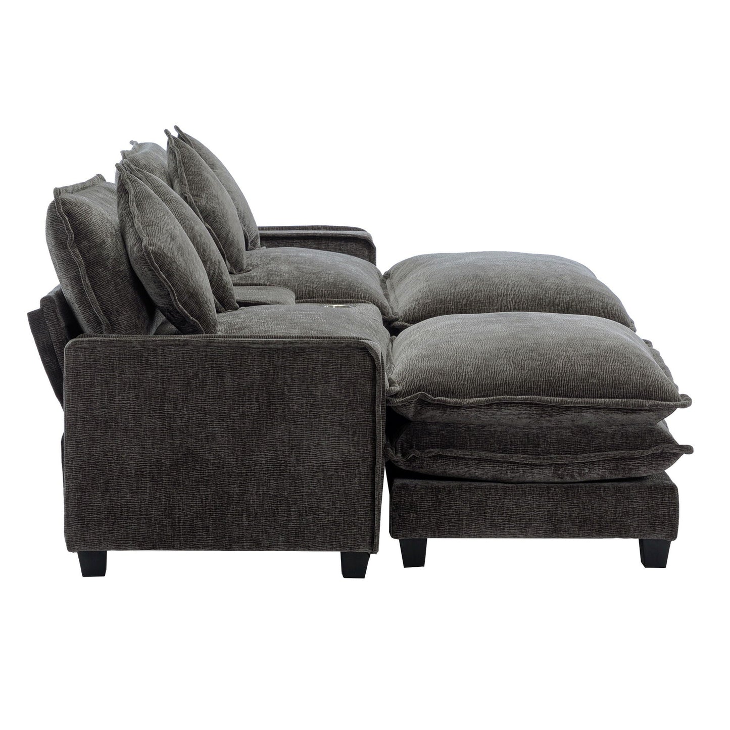 Modern sectional sofa with removable ottomans in charcoal gray fabric HouseOfZazla on Tampa Home & Garden Store