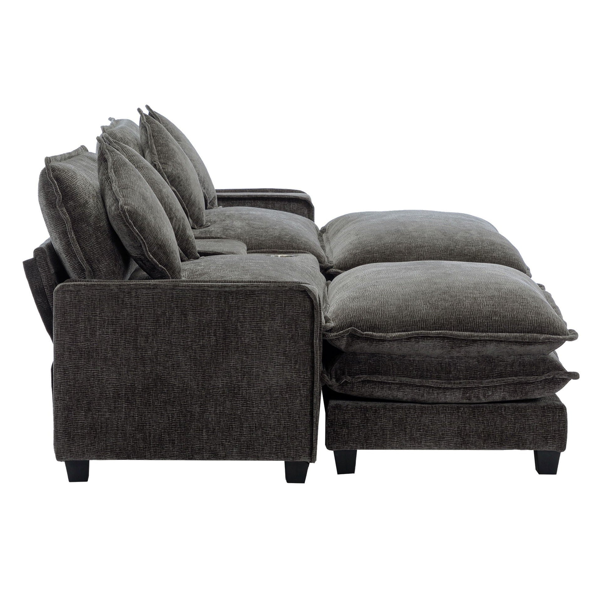 Modern sectional sofa with removable ottomans in charcoal gray fabric HouseOfZazla on Tampa Home & Garden Store