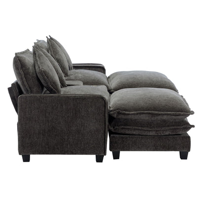 Modern sectional sofa with removable ottomans in charcoal gray fabric HouseOfZazla on Tampa Home & Garden Store