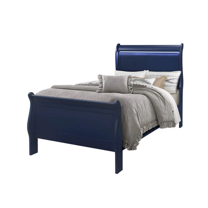 Charlston Bed with LED Lighting, Sleigh Style