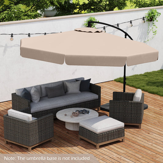 Parasol de patio tipo voladizo de 3 metros con funda, ajuste de inclinación y borde ondulado - Beige